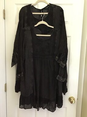 YOUNG THREADS NWT DRESS Black Embroidered Long Sleeve Large 3x